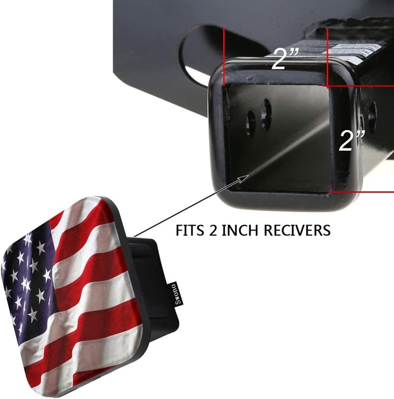 Swono American Flag Waving Hitch Cover 2" USA Flag Waving in The Wind Rubber Receiver Tube Hitch Plug Truck Receivers Hitch Covers,Trailer Hitch Tube Cover Plug Cap for Men Women - Image 3
